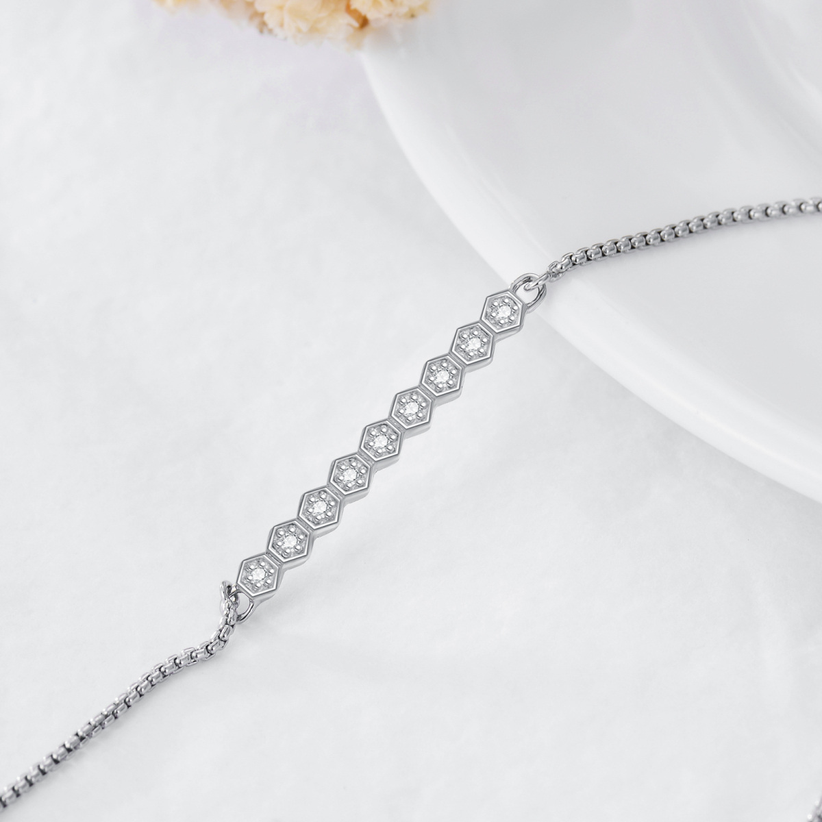 Bracelet en argent sterling avec chaîne de diamants créés en laboratoire-3