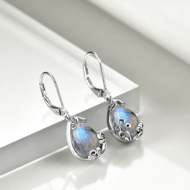 Orecchini a goccia in argento sterling con lablagite e filigrana con chiusura a leva-4