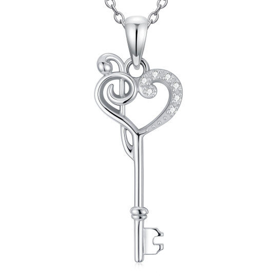 Collana Pendente in Argento Sterling Diamanti di Laboratorio Simbolo Musicale