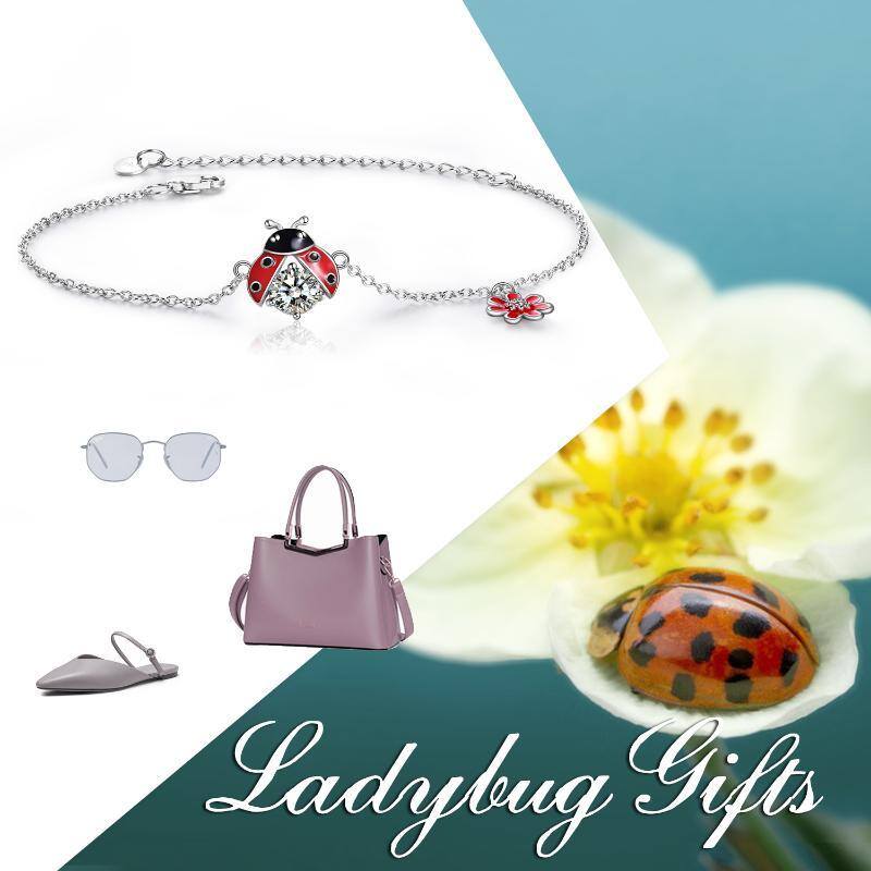 Sterling Silver Cubic Zirconia Ladybug Charm Bracelet-4