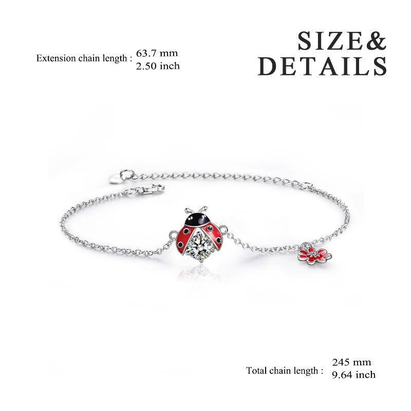 Bracelet en argent sterling avec pendentif coccinelle en zircon cubique-7