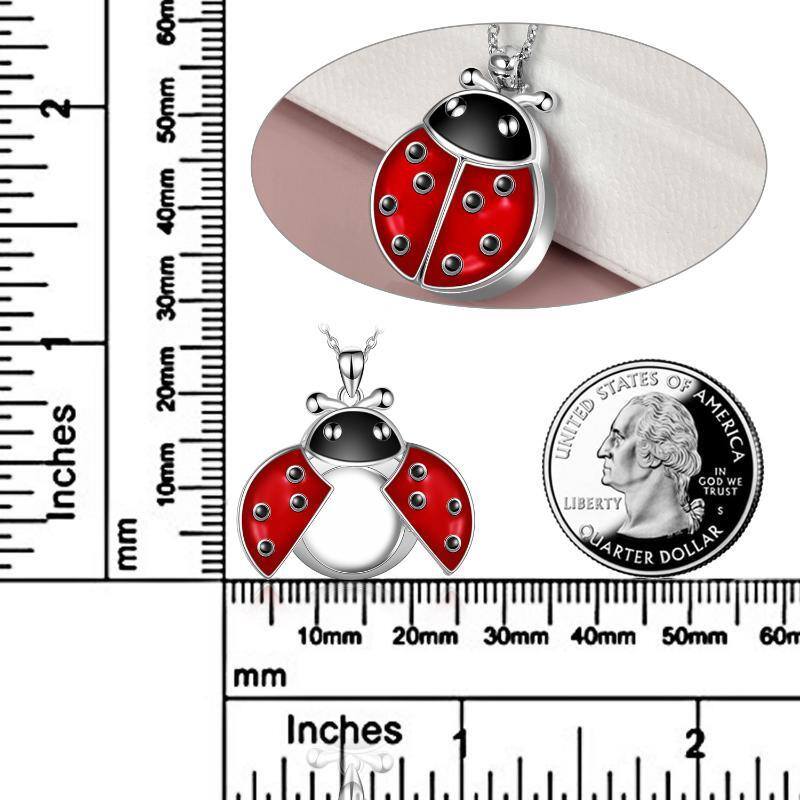 Sterling Silver Ladybug Personalized Photo Locket Urn Necklace for Ashes-5