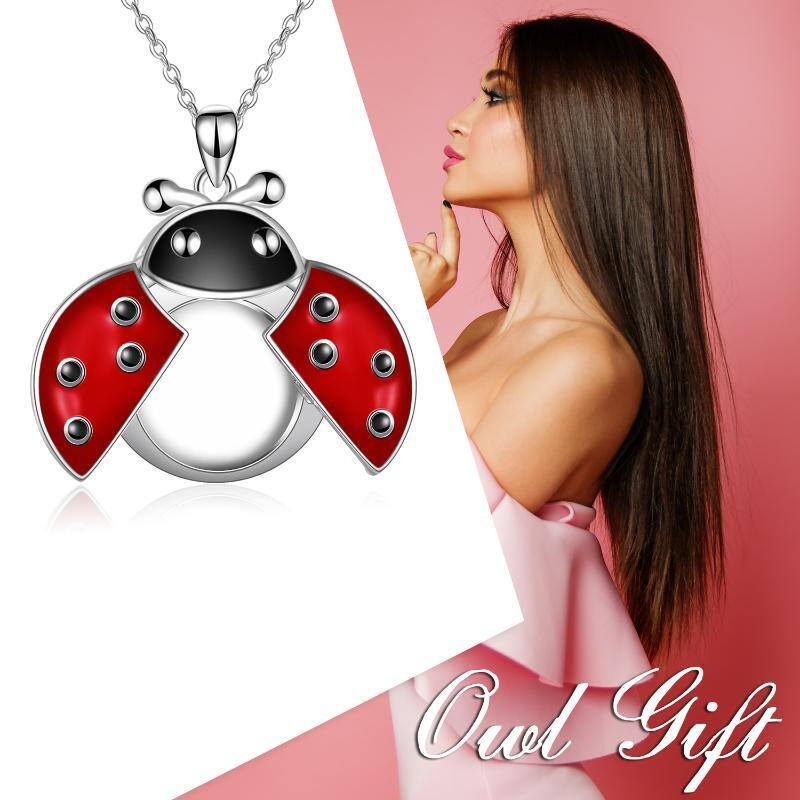 Collier d'urne avec médaillon photo personnalisé coccinelle en argent sterling pour cendres-6