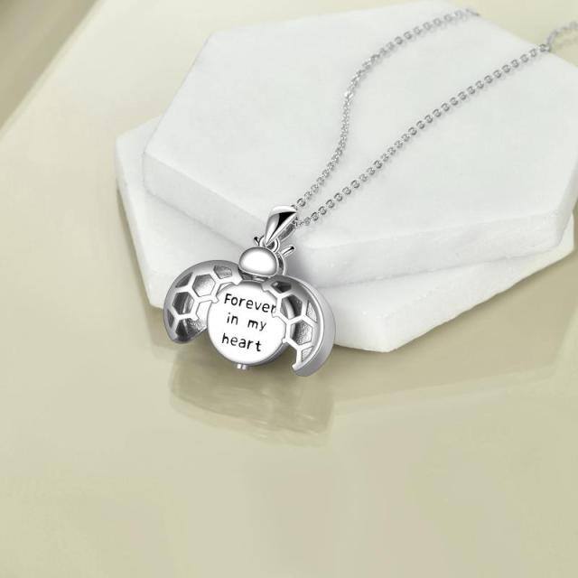 Sterling Silver Ladybug Urn Necklace for Ashes with Engraved Word-3