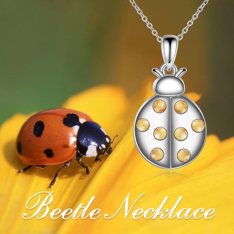 Sterling Silver Ladybug Urn Necklace for Ashes with Engraved Word-6