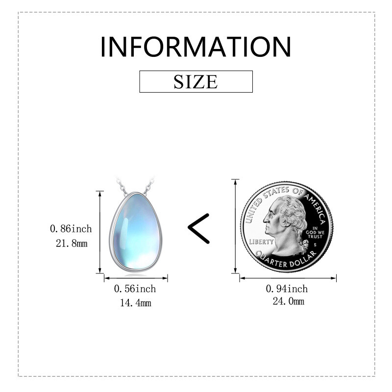 Colar de urna para cinzas em prata de lei com pedra da lua azul do lago em forma de gota-5