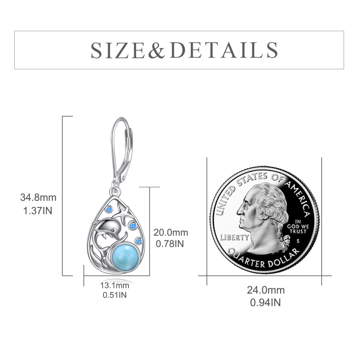 Boucles d'oreilles pendantes en argent sterling en forme de dauphin et d'étoile de mer ave-5