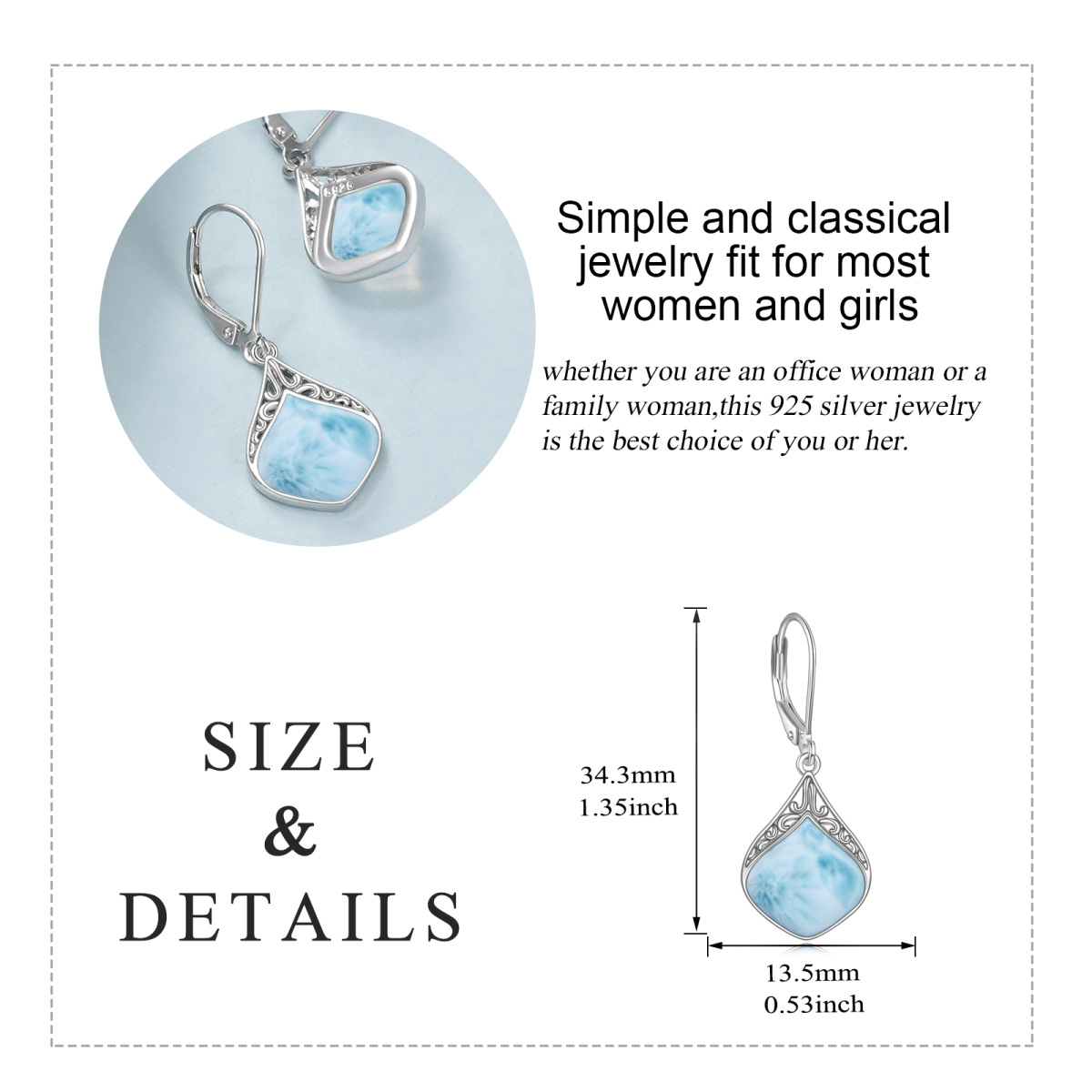 Sterling Silver Lalimar Stone Drop Earrings-6