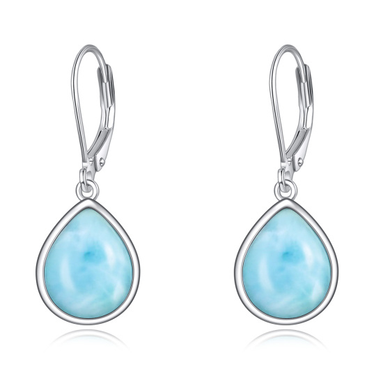 Sterling Silver Lalimar Stone Drop Shape Lever-back Earrings