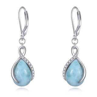 Sterling Silver Lalimar Stone Drop Shape Lever-back Earrings-3