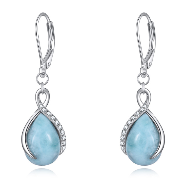 Sterling Silver Lalimar Stone Drop Shape Lever-back Earrings-1