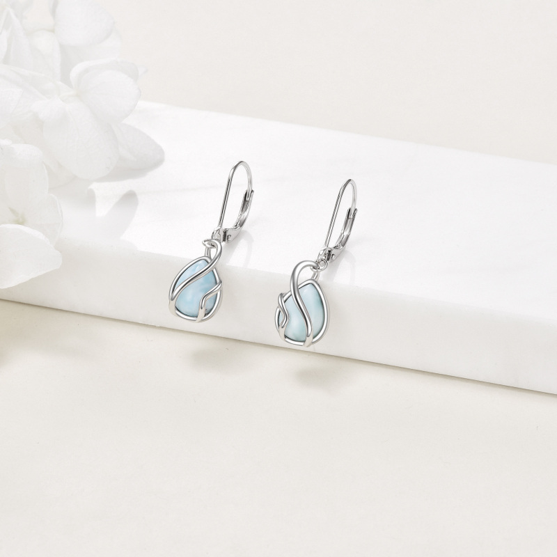 Srebrne kolczyki z kamieniami Lalimar w kształcie kropli z dźwignią do tyłu-3