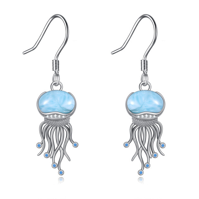 Sterling Silver Lalimar Stone Jellyfish Drop Earrings-1