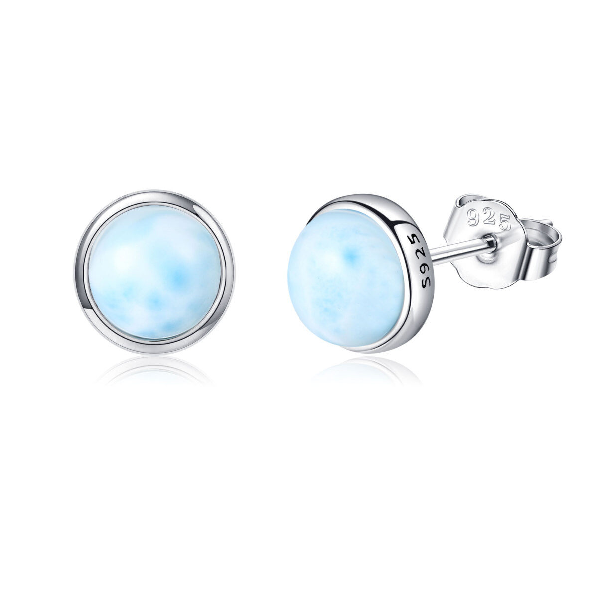 Sterling Silver Lalimar Stone Round Stud Earrings-1