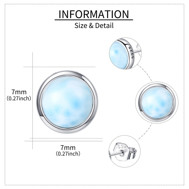 Sterling zilveren Lalimar steen ronde oorbellen-5
