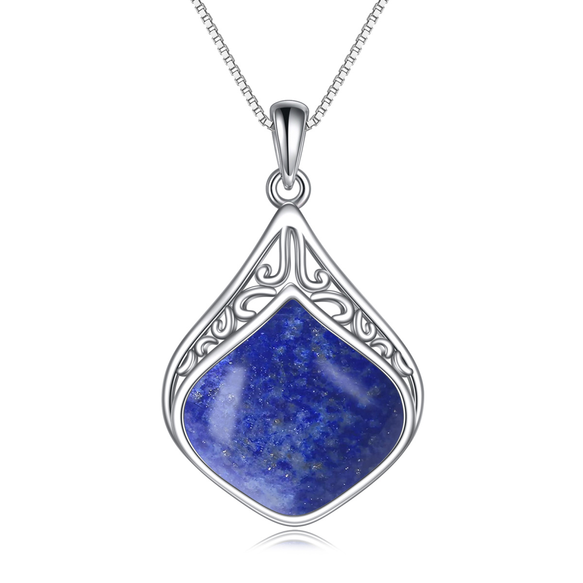 Sterling Silver Lapis Lazuli Celtic Knot Pendant Necklace-1