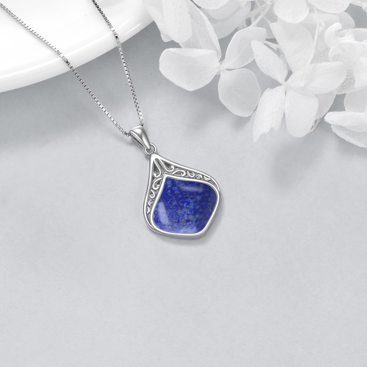 Collier pendentif nœud celtique en argent Lapis Lazuli-3