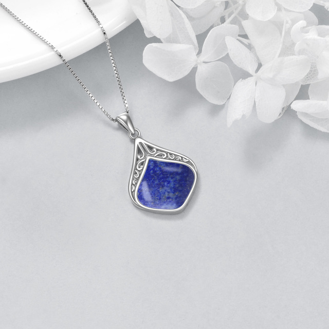 Sterling Silber Lapis Lazuli Keltischer Knoten Anhänger Halskette-3