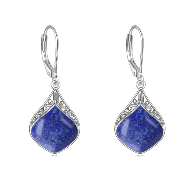 Sterling Silber Lapislazuli Leverback Ohrringe-1