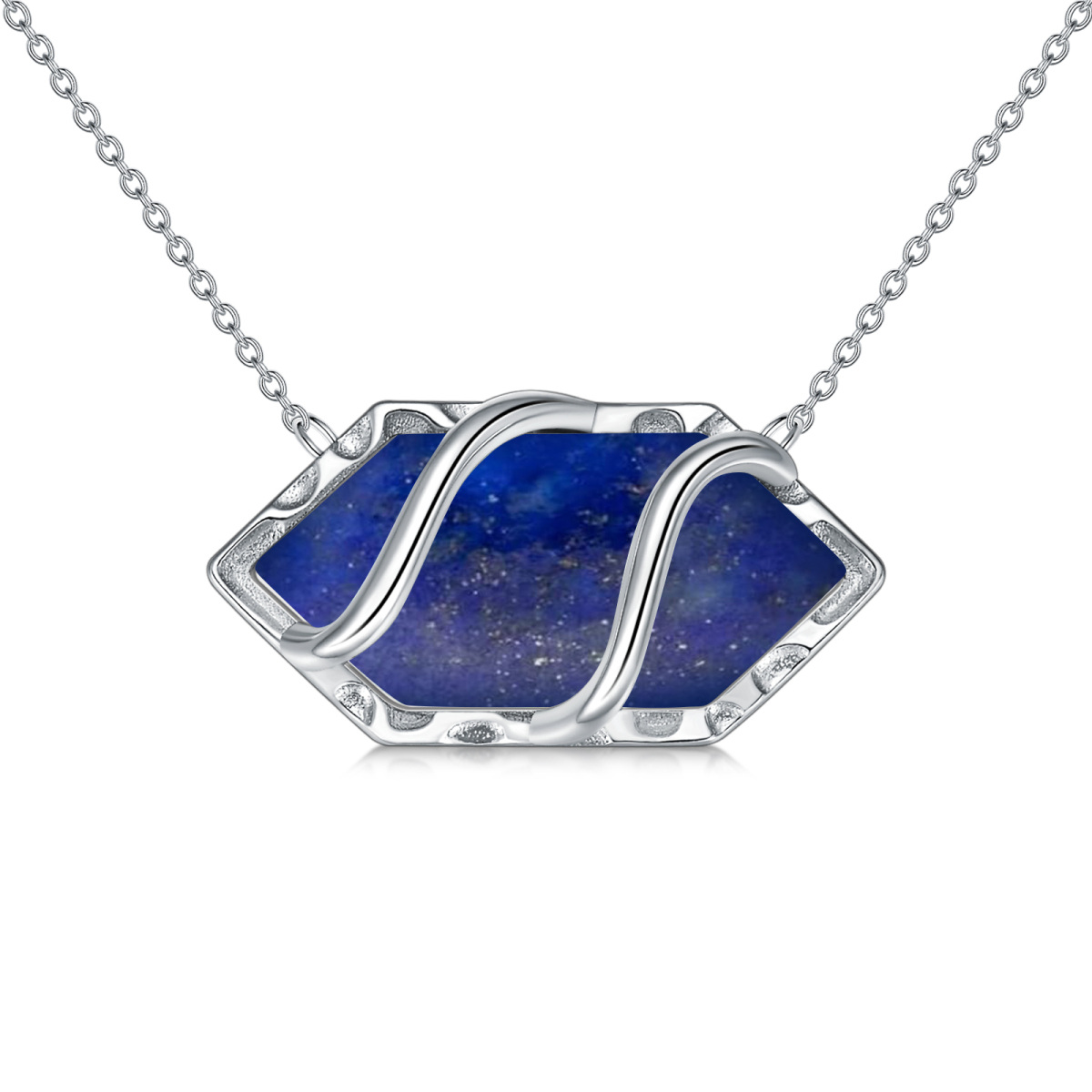 Sterling Silber Lapislazuli-Anhänger Halskette-1