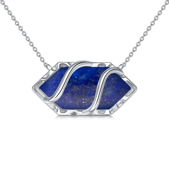 Collier à pendentifs en argent Lapis Lazuli-1