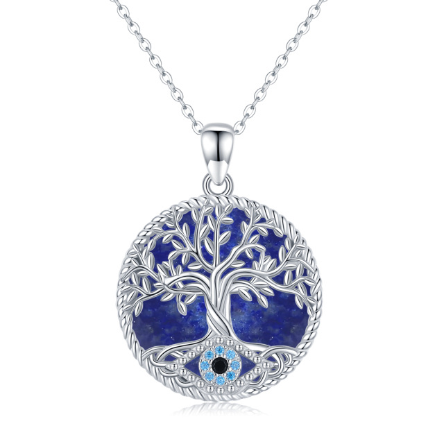 Collier pendentif arbre de vie en argent sterling lapis-lazuli-1