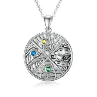 Sterling Silver Cubic Zirconia The Last Airbender Pendant Necklace-9