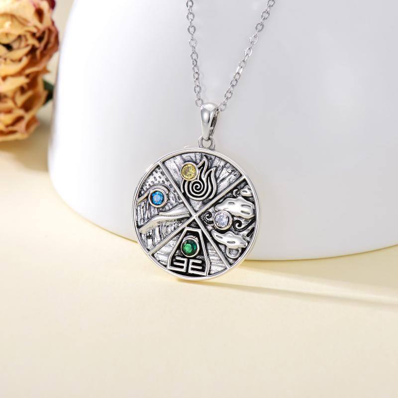 Sterling Silver Cubic Zirconia The Last Airbender Pendant Necklace-3