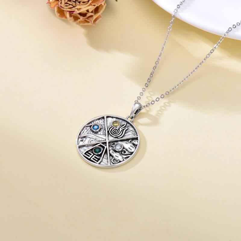 Sterling Silver Cubic Zirconia The Last Airbender Pendant Necklace-4