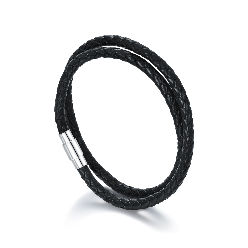 Pulseira masculina em camadas de prata de lei-1