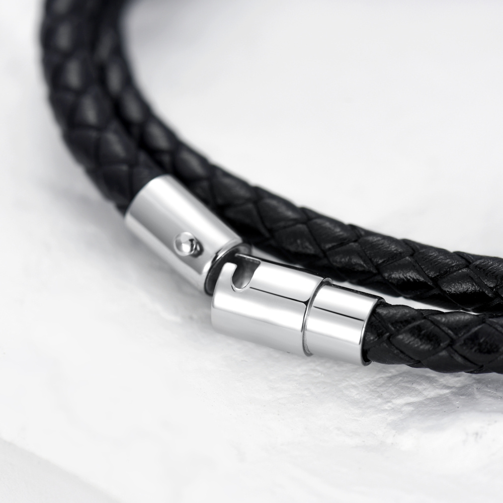 Pulseira masculina em camadas de prata de lei-4