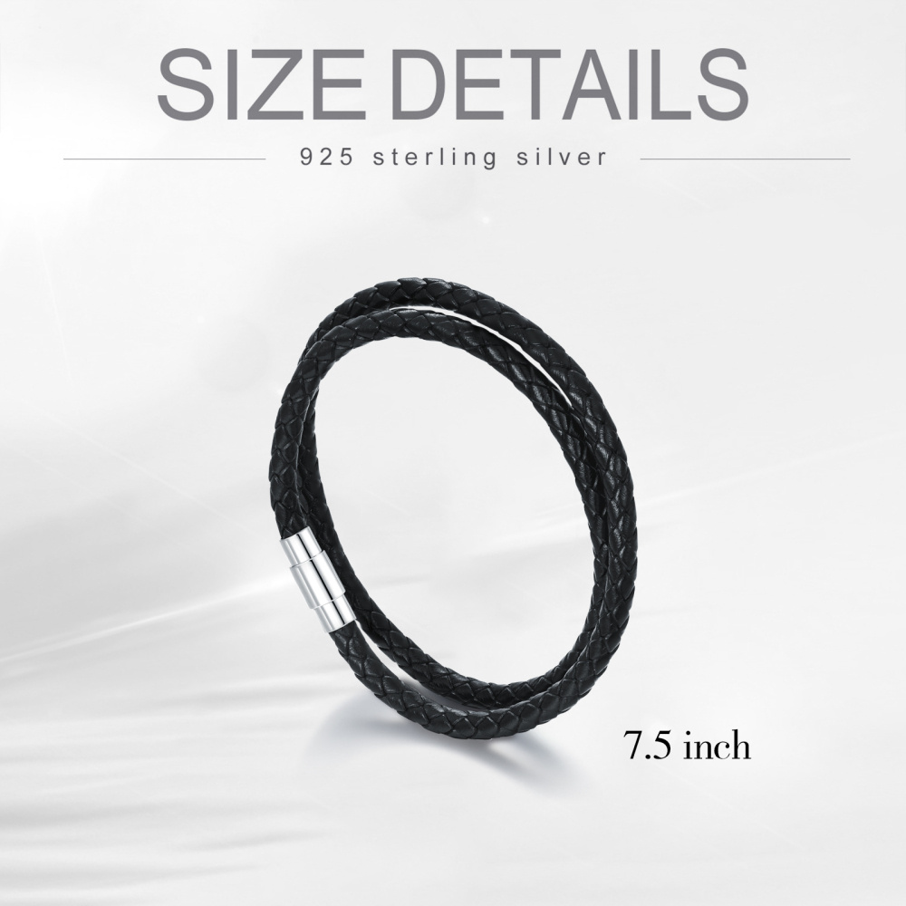 Pulseira masculina em camadas de prata de lei-5