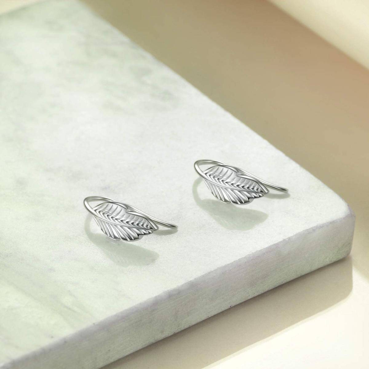 Sterling Silver Leaves Cuff Earrings-3