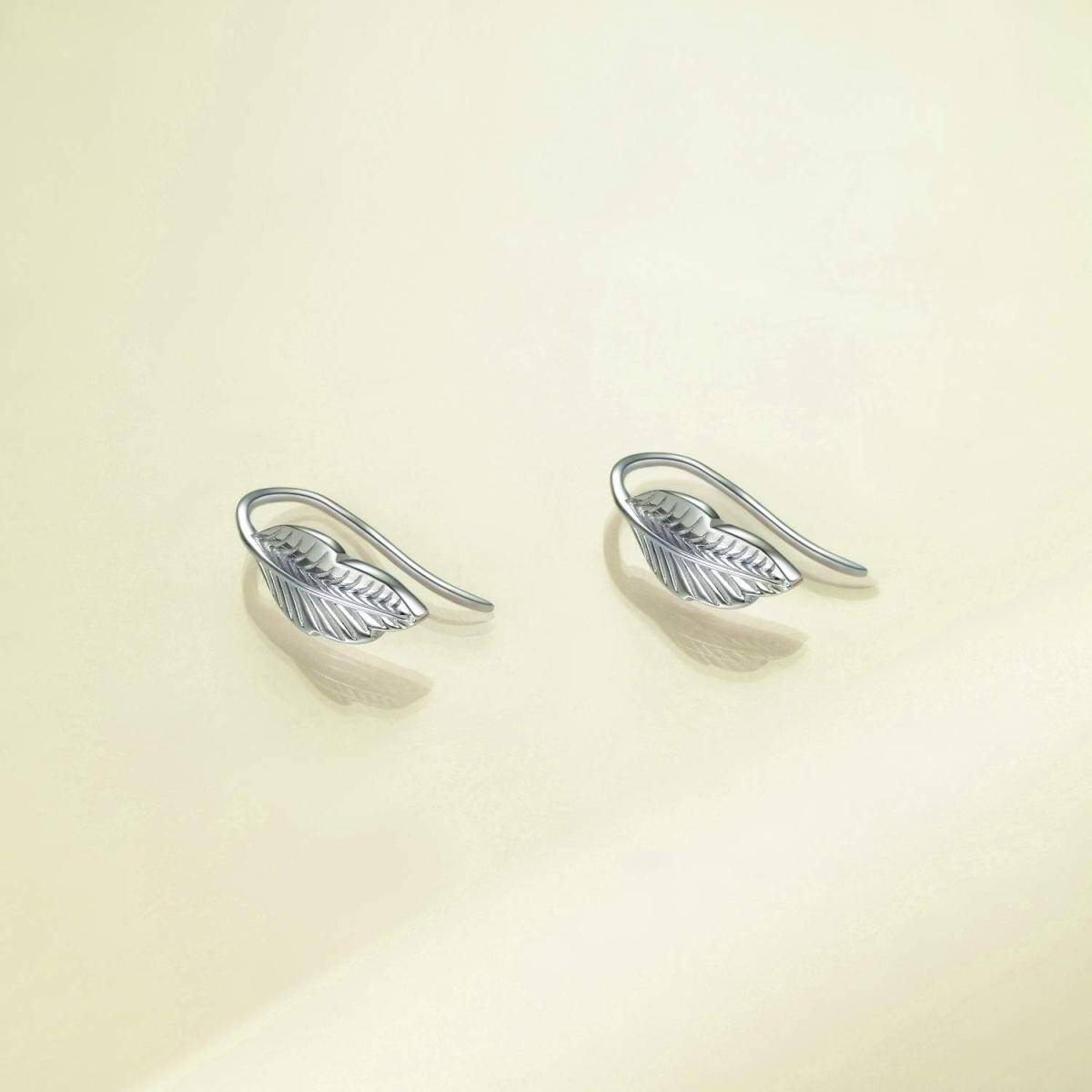 Sterling Silver Leaves Cuff Earrings-4