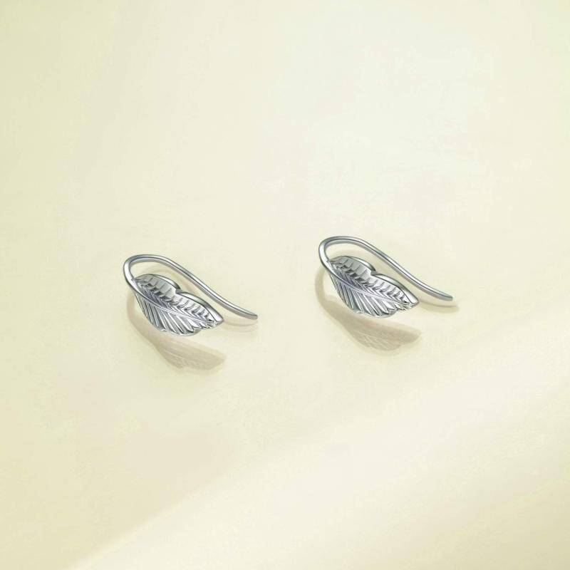 Boucles d'oreilles manchette en argent sterling avec feuilles-4