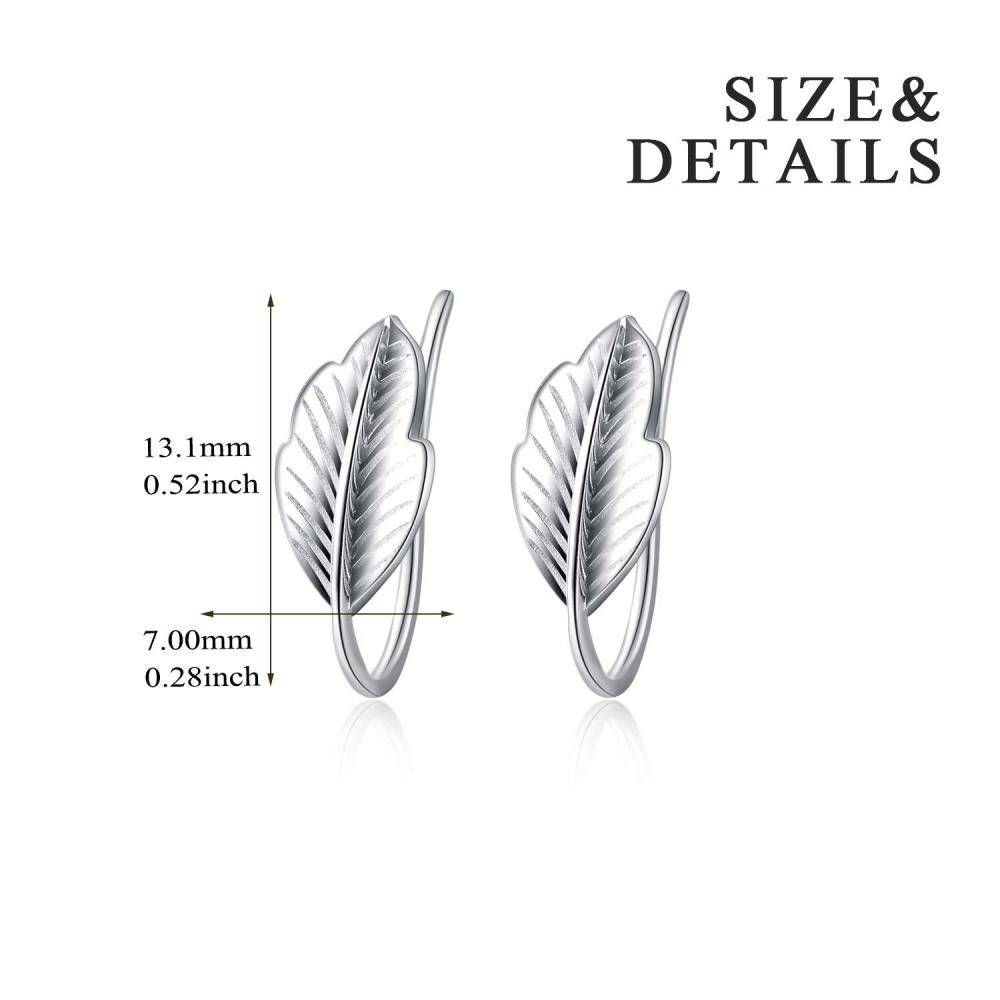 Sterling Silver Leaves Cuff Earrings-5