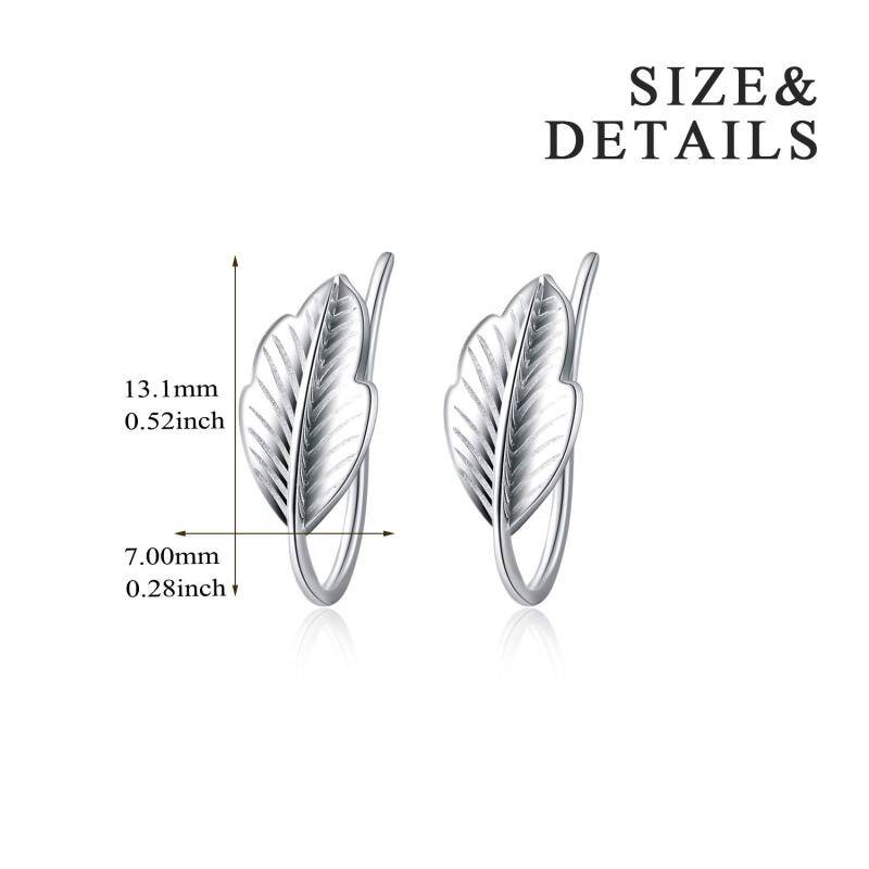 Boucles d'oreilles manchette en argent sterling avec feuilles-5