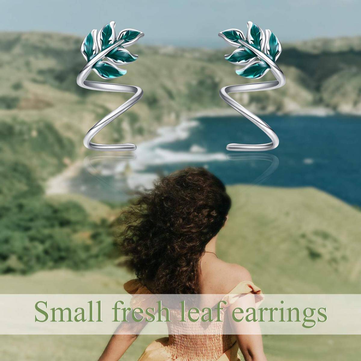 Sterling Silver Leaves Climber Earrings-6