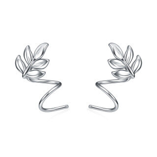 Sterling Silver Leaves Climber Earrings-58