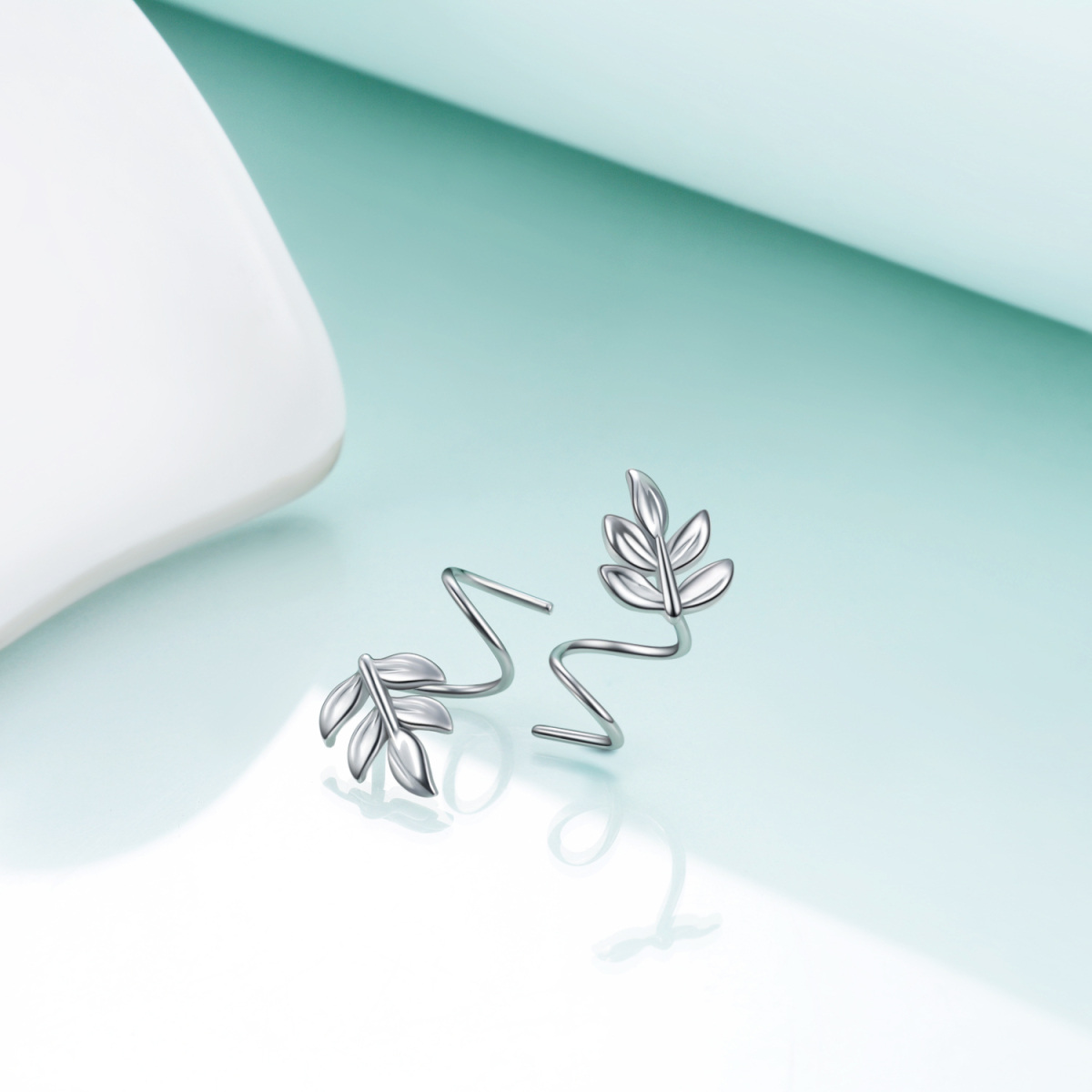 Sterling Silver Leaves Climber Earrings-4