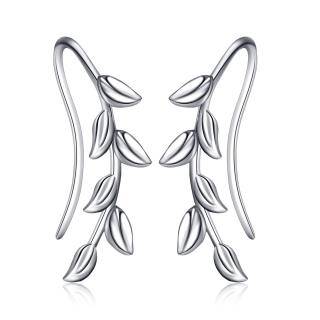 Sterling Silver Leaves Climber Earrings-52