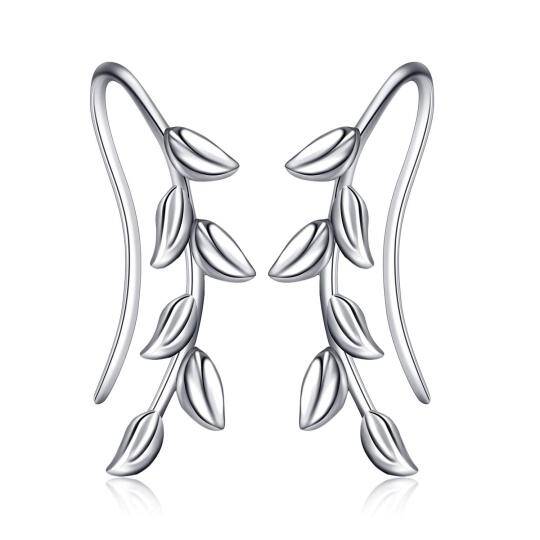 Sterling Silver Leaves Climber Earrings