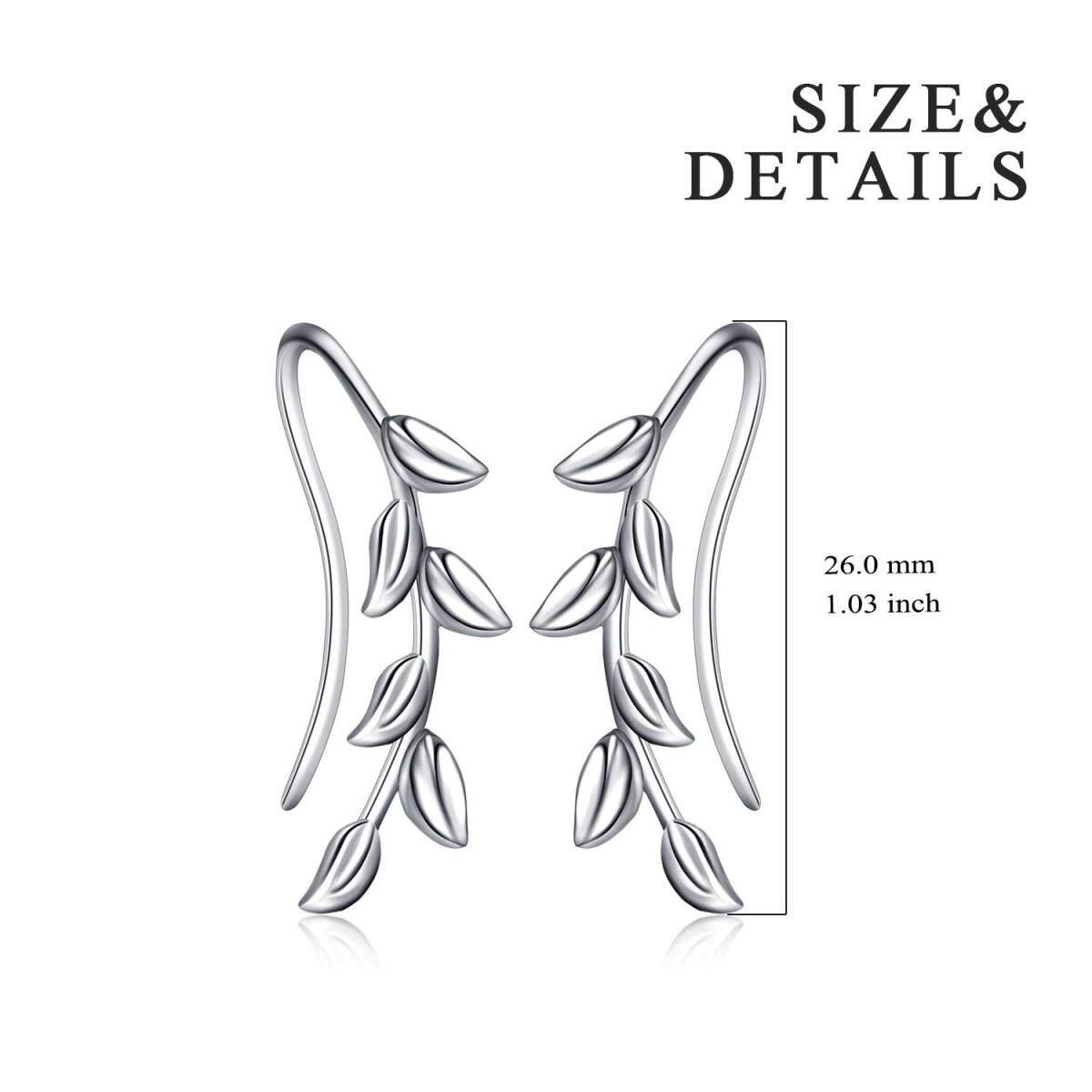 Sterling Silver Leaves Climber Earrings-5