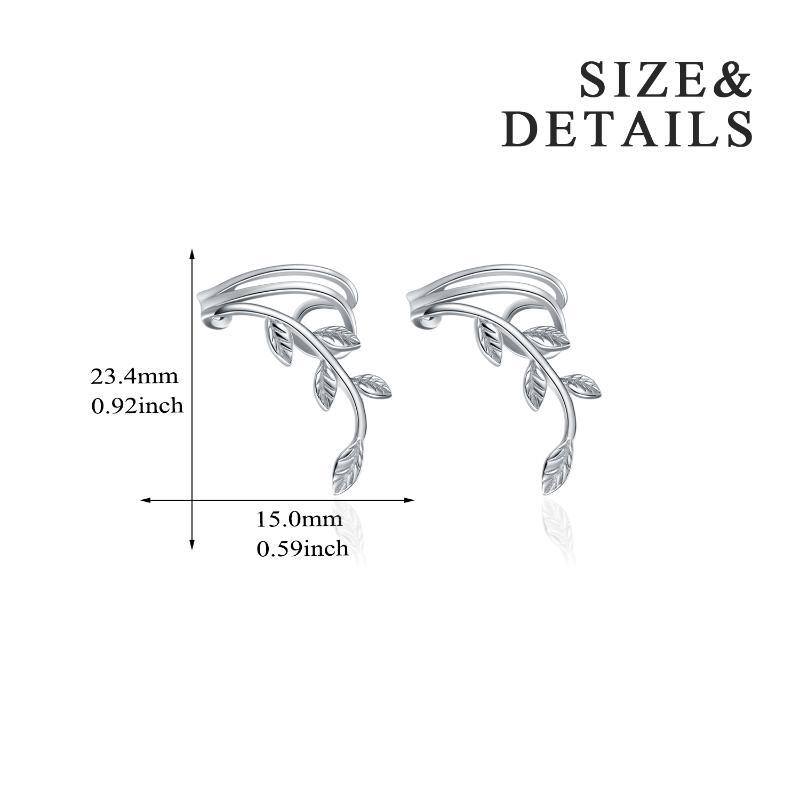 Sterling Silver Leaves Cuff Earrings-5