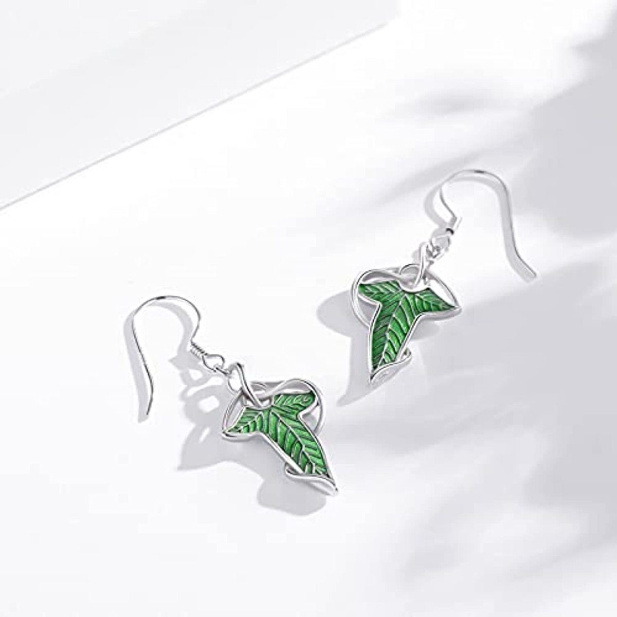 Sterling Silver Leaves Drop Earrings-4