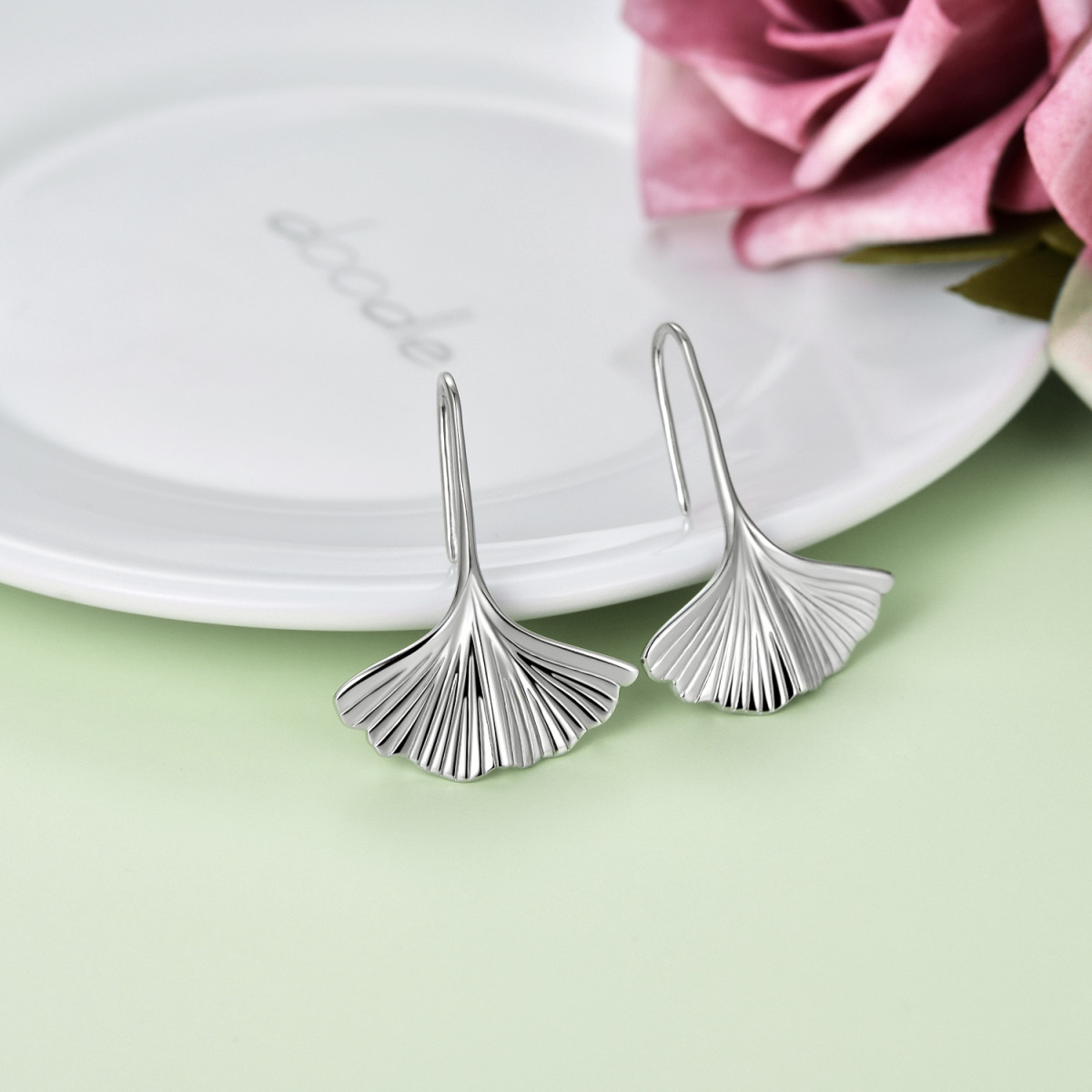 Orecchini pendenti con foglie in argento sterling-4