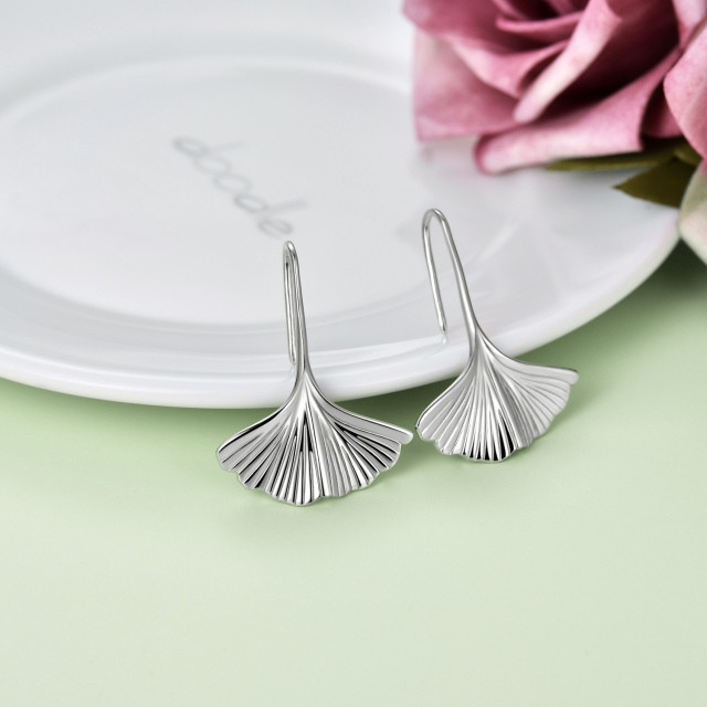 Sterling Silver Leaves Drop Earrings-4