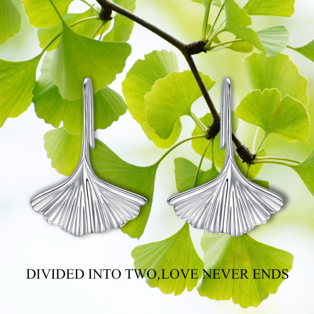 Sterling Silver Leaves Drop Earrings-7