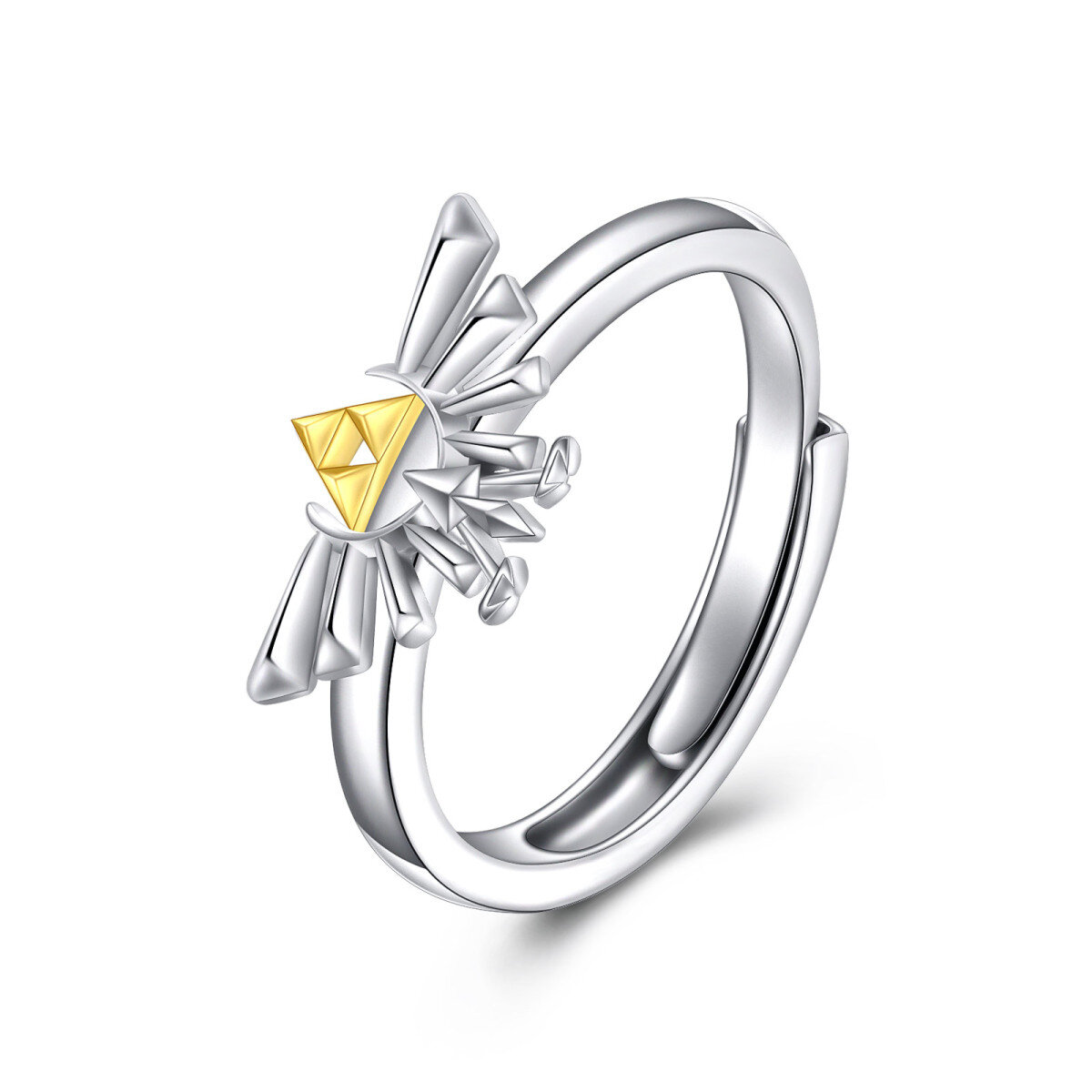 Anillo abierto ajustable de plata de ley de la leyenda de Zelda-1