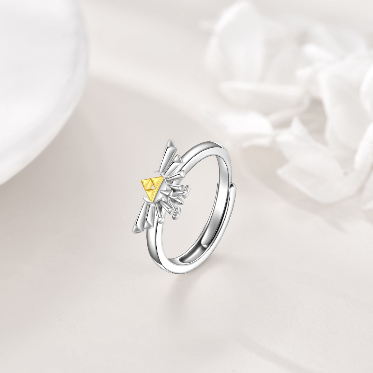 Anillo abierto ajustable de plata de ley de la leyenda de Zelda-3